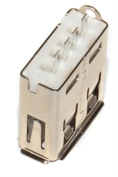 Разъём USB 2.0 "мама", под пайку, прямые выводы, с проушиной