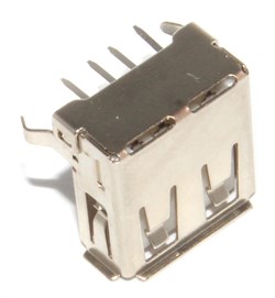 Разъём USB 2.0 "мама", под пайку, выводы 90˚
