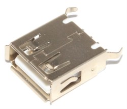 Разъём USB 2.0 "мама", на плату, под пайку, прямые выводы, с двумя ушками