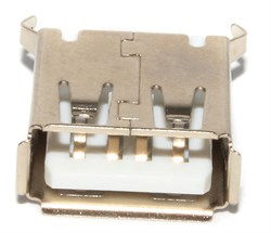 Разъём USB 2.0 "мама", на плату, под пайку, прямые выводы, с двумя ушками