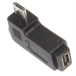 Переходник Micro USB "папа" - Mini USB "мама", угловой, левый, 90 градусов - фото 5744