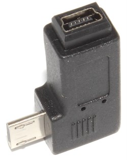 Переходник Micro USB "папа" - Mini USB "мама", угловой, левый, 90 градусов