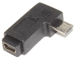 Переходник Micro USB "папа" - Mini USB "мама", угловой, левый, 90 градусов