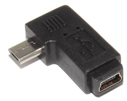Переходник Micro USB "папа" - Mini USB "мама", угловой, левый, 90 градусов