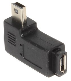 Переходник Mini USB "папа" - Micro USB "мама", угловой, левый, 90 градусов
