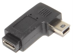 Переходник Mini USB "папа" - Micro USB "мама", угловой, левый, 90 градусов