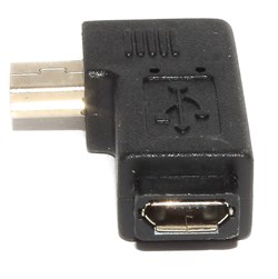 Переходник Mini USB "папа" - Micro USB "мама", угловой, левый, 90 градусов