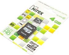 Карта памяти MicroSD, 4 Gb, Class 10, Mirex (с SD - адаптером)