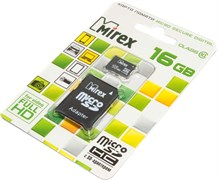 Карта памяти MicroSD, 16 Gb, Class 10, Mirex (с SD - адаптером)