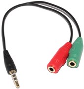 Переходник - разветвитель Mini Jack 3.5 мм 4pin на микрофон и наушники 2 x Mini Jack 3.5мм