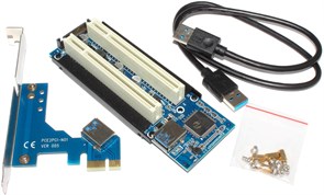 Переходник (адаптер, райзер) с PCI-E 1x на 2 слота PCI 32 bit