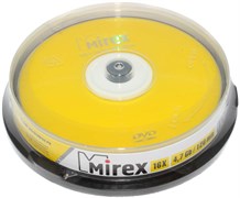 Диски для записи (болванки), DVD-R, 4.7 Gb, 16x, Mirex, упаковка 10 штук