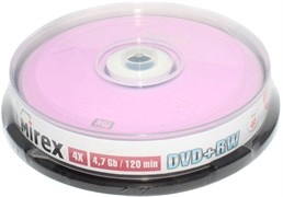 Диски для записи (болванки), DVD+RW, 4.7 Gb, 4x, Mirex, упаковка 10 штук
