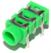 Разъем Mini Jack 3.5 мм, на плату, стерео, "гнездо", зелёный