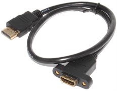 Удлинитель (кабель) HDMI "папа" - HDMI "мама", 0.5 м, с креплением на корпус