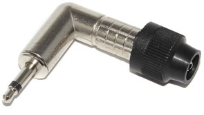 Штекер угловой Mini Jack 3.5 мм, на кабель, "папа", моно, металл