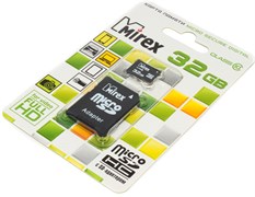 Карта памяти MicroSD, 32 Gb, Class 10, Mirex (с SD - адаптером)