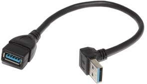 Удлинитель (угловой переходник) USB 3.0 AM "папа" - USB 3.0 AF "мама", повёрнут вверх, 0.15 м