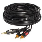 Кабель Mini Jack 3.5 мм - 2xRCA (тюльпаны) 10м, позолоченный