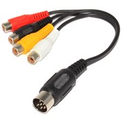 Кабель (переходник) DIN 6 pin "папа" - 4 x  RCA "Тюльпан" "мама", 0.2 м