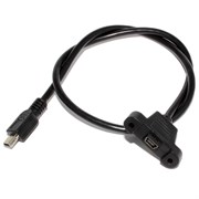 Кабель (удлинитель) Mini USB &quot;мама&quot; - Mini USB &quot;папа&quot;, с креплением на корпус, 0.5 м