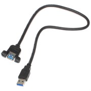Кабель (удлинитель) USB 3.0 AF "мама" - USB 3.0 AM "папа", с креплением на корпус, 0.5 м