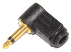 Разъём угловой Mini Jack 3.5 мм "папа", моно, на кабель, под пайку, позолоченный