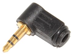 Разъём угловой Mini Jack 3.5 мм "папа", стерео, на кабель, под пайку, позолоченный