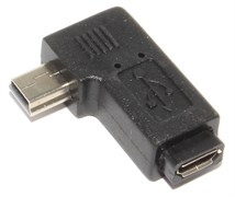 Переходник Mini USB "папа" - Micro USB "мама", угловой, левый, 90 градусов